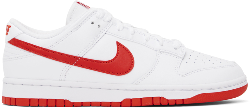 Nike: White & Red Dunk Retro Low Sneakers | SSENSE Canada