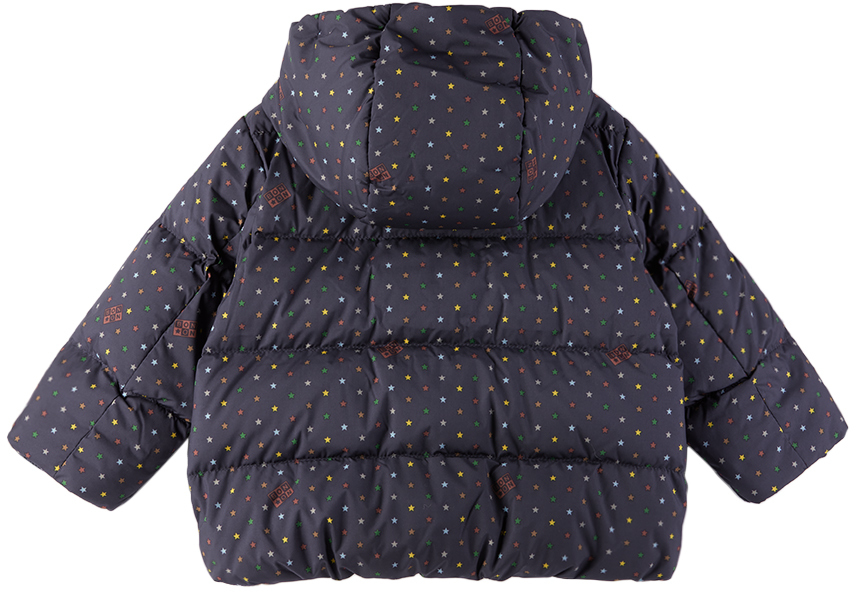 Bonton Baby Navy Printed Down Jacket In Navy