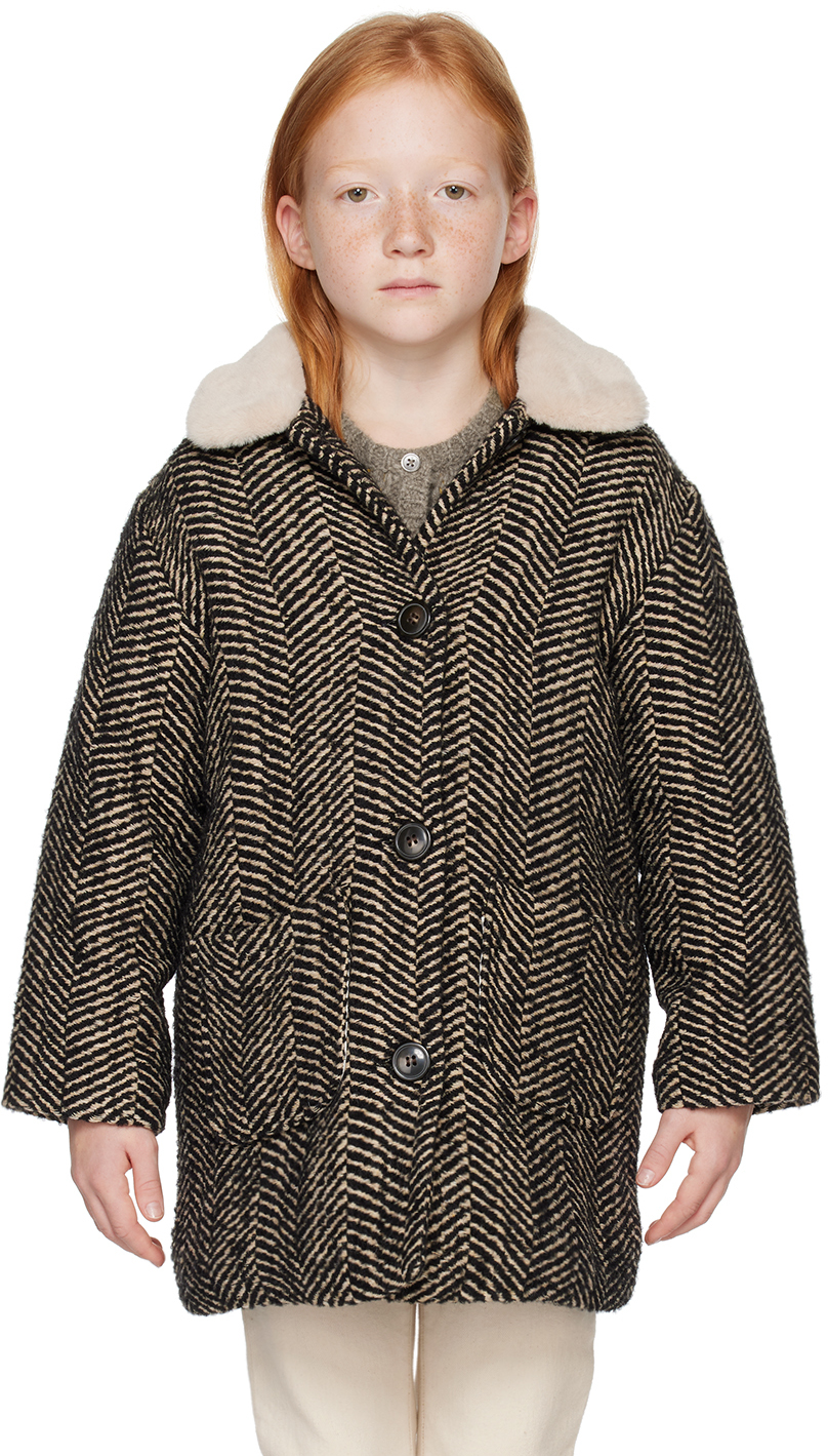 Kids Black & Beige Daniel Coat by BONTON on Sale