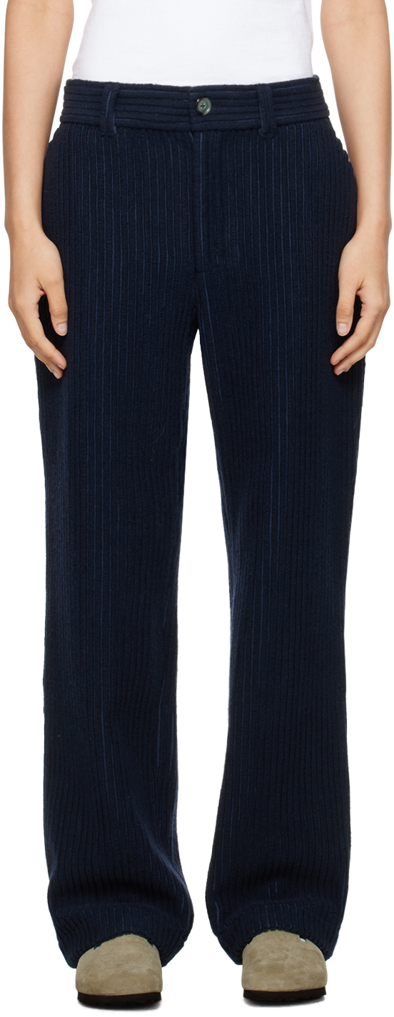 The Elder Statesman Navy Cuddle Trousers In Navy 410