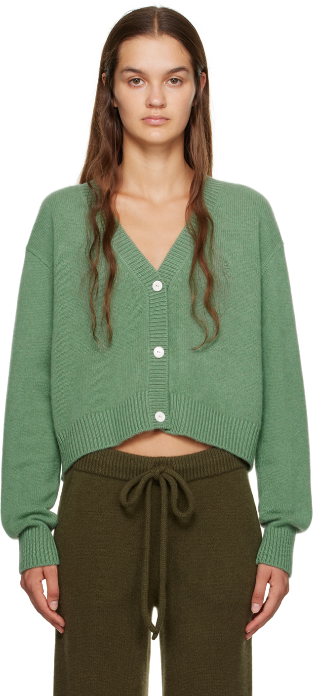 The Elder Statesman: Green Boxy Cardigan | SSENSE