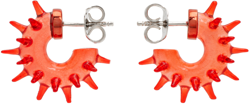 Hugo Kreit Ssense Exclusive Red Mini Spiky Earrings In Clear Red