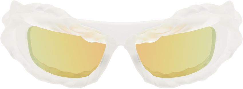 Ottolinger Ssense Exclusive White Twisted Sunglasses In Clear/flash