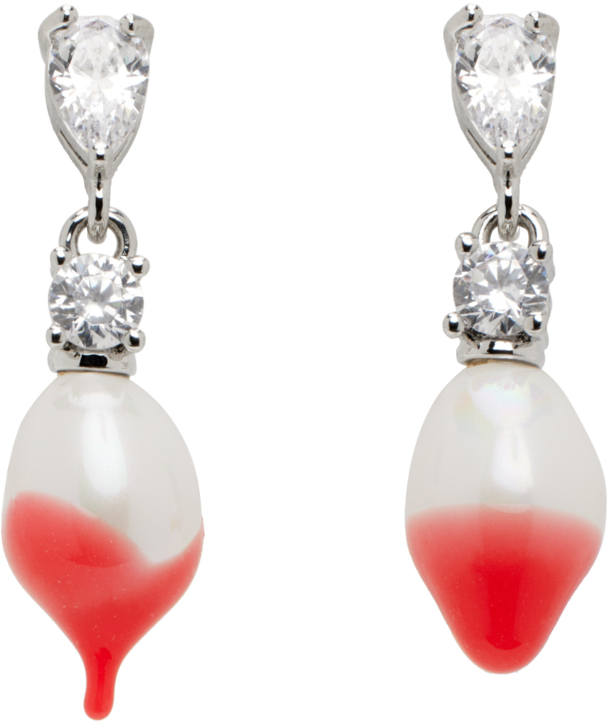 Ottolinger Silver & Pink Pearl Drop Earrings
