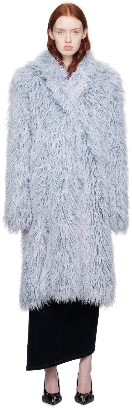 Ottolinger Blue Split Faux-fur Coat In Sky Blue