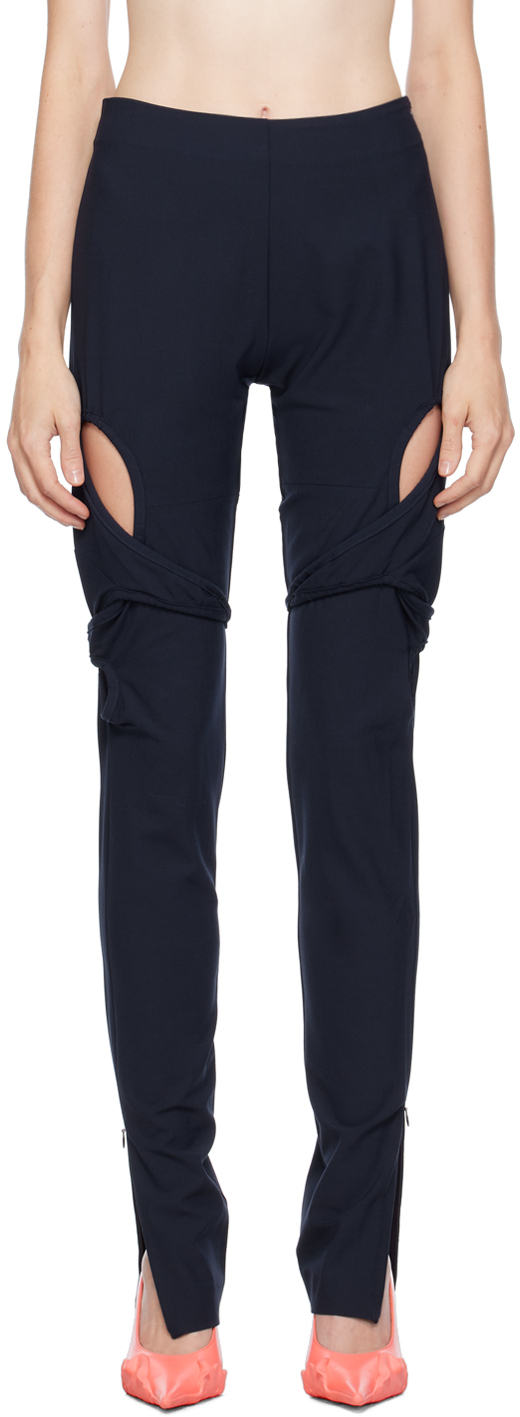 Navy Fitted Loop Trousers