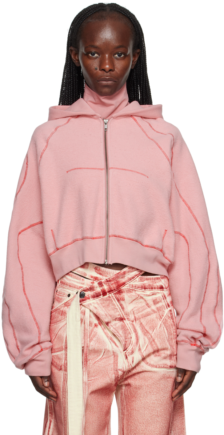 Ottolinger Zip-up Organic-cotton Hoodie In Pink
