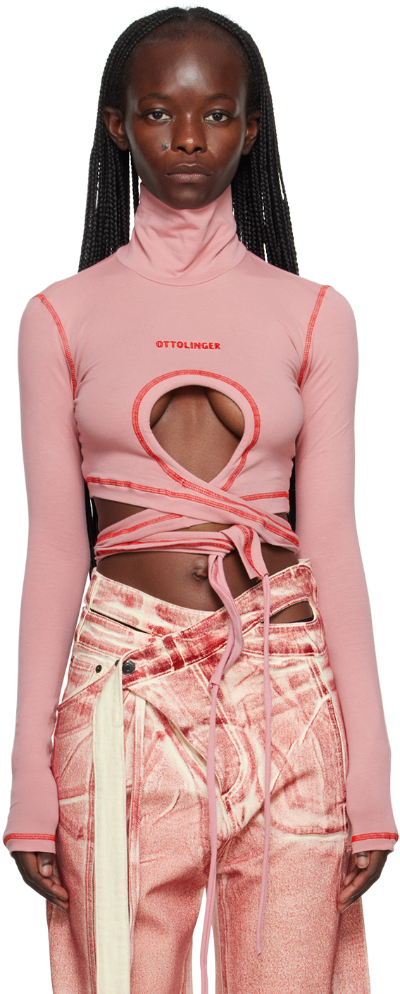 Shop Ottolinger Pink Otto Loop Long Sleeve T-shirt