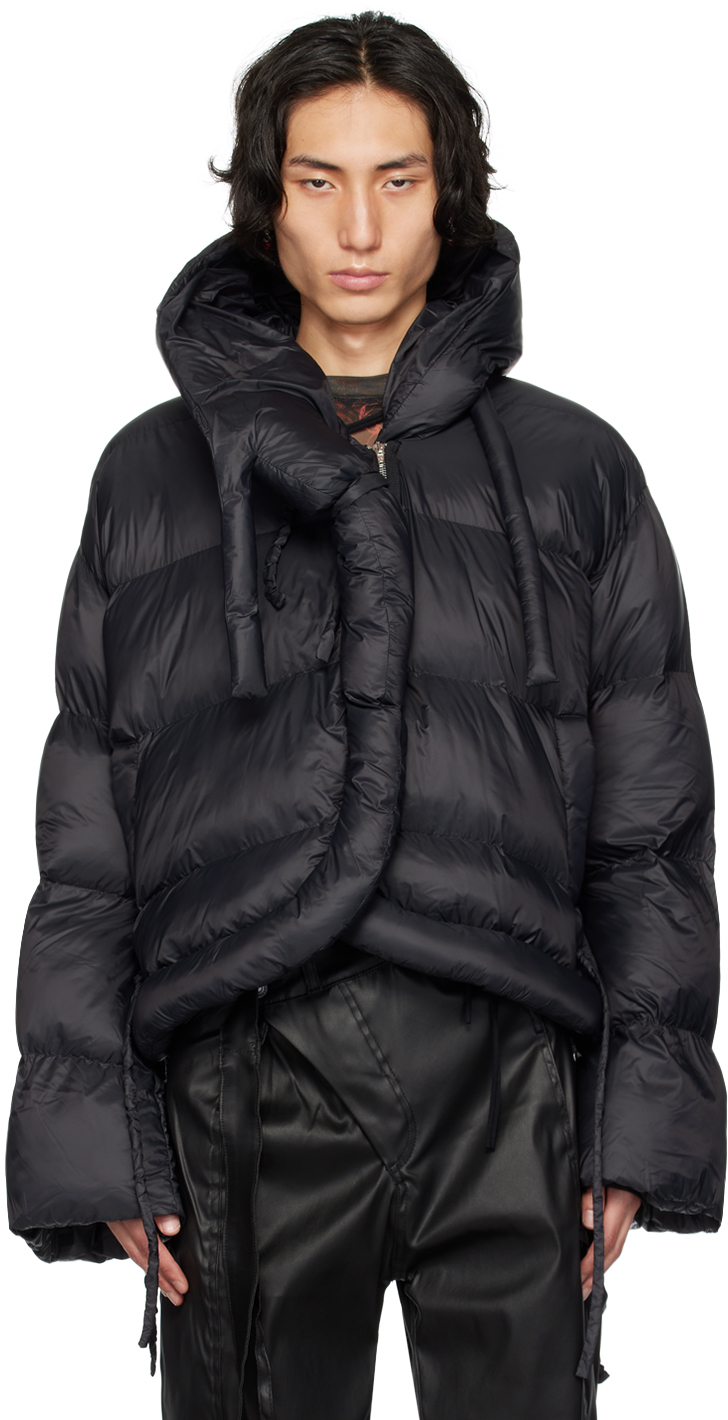 Ottolinger: Black Hooded Puffer Jacket | SSENSE UK