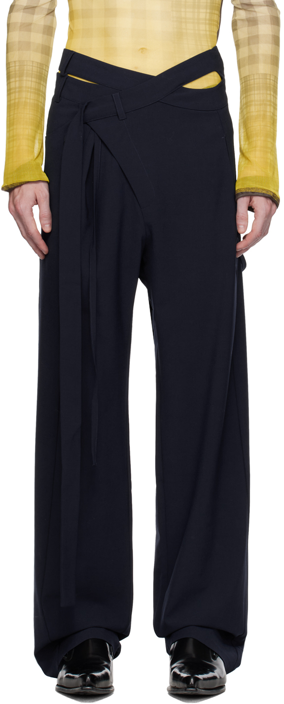 Ottolinger Navy Wrap Trousers In Navy Navy