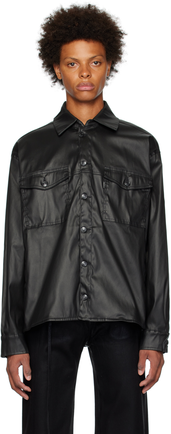 Ottolinger Black Oversized Denim Shirt In Black Black