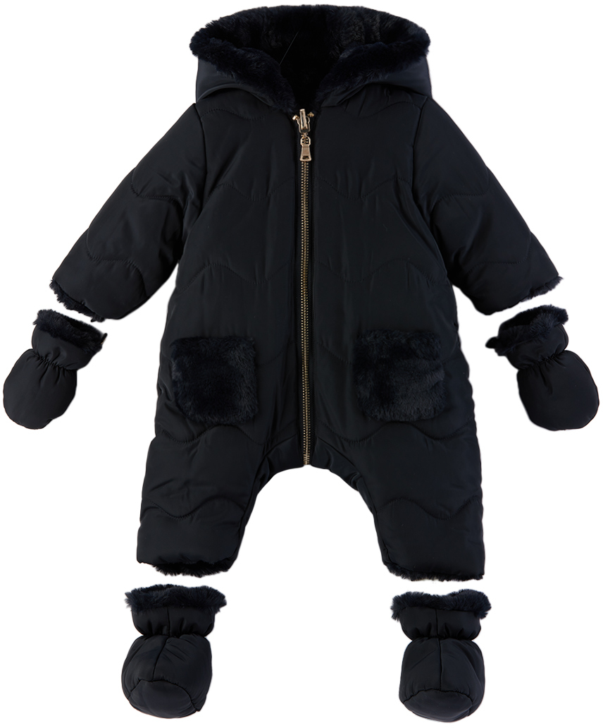 Tartine Et Chocolat Baby Navy Water-repellent Snowsuit In Marine