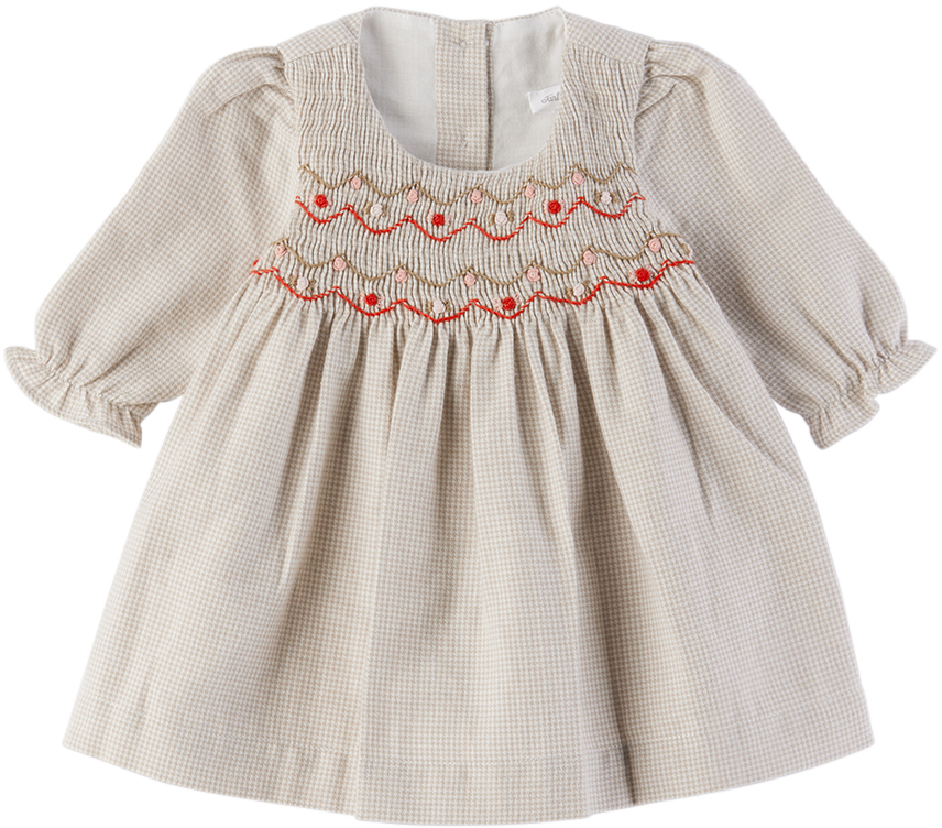 Tartine Et Chocolat Baby Beige Embroidered Dress In Tabac