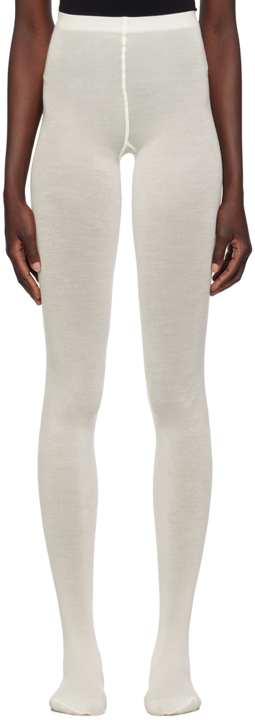 Off White Acrylic Winter Tights