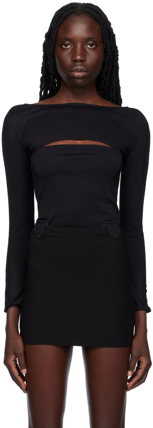 Shop Wolford Black Slit Bodysuit In 7005 Black