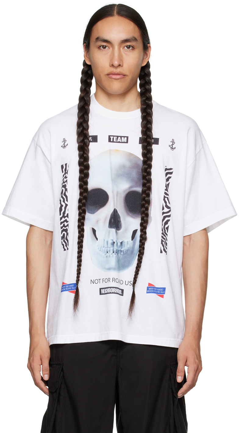 White Graphic T-Shirt by Neighborhood on Sale