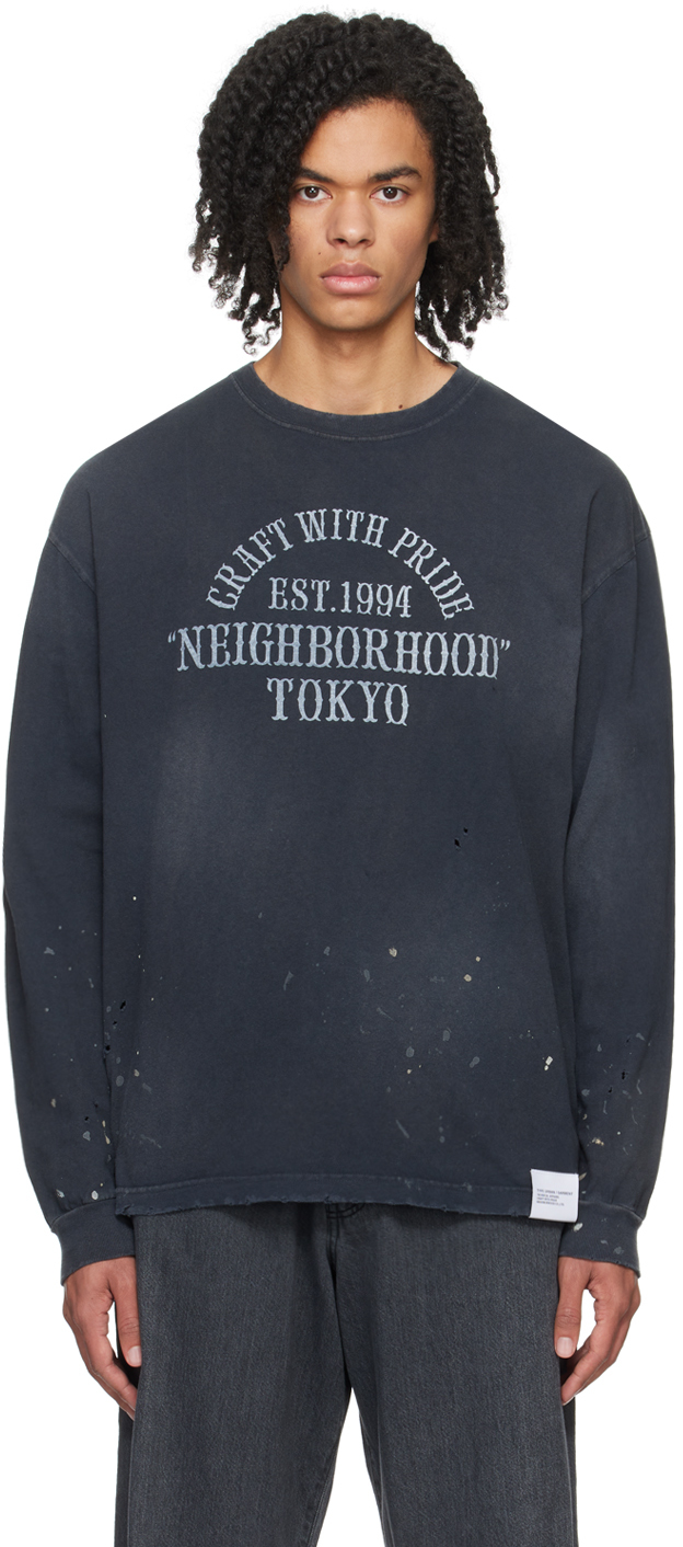 Shop Neighborhood Black Damage Long Sleeve T-shirt