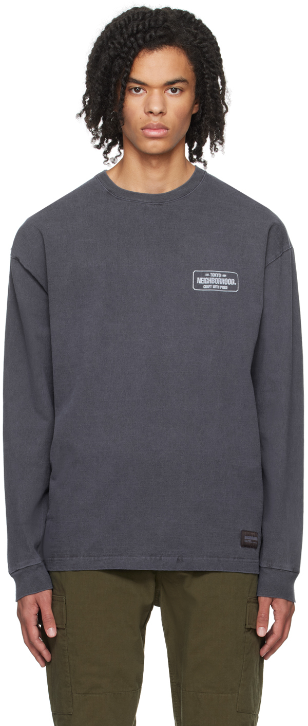 Navy Pigment-Dyed Long Sleeve T-Shirt