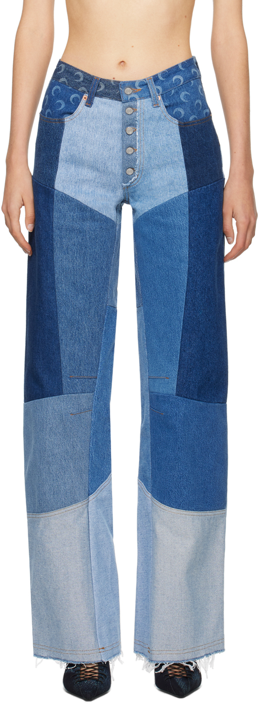 Shop Marine Serre Blue Regenerated Jeans In Bl50