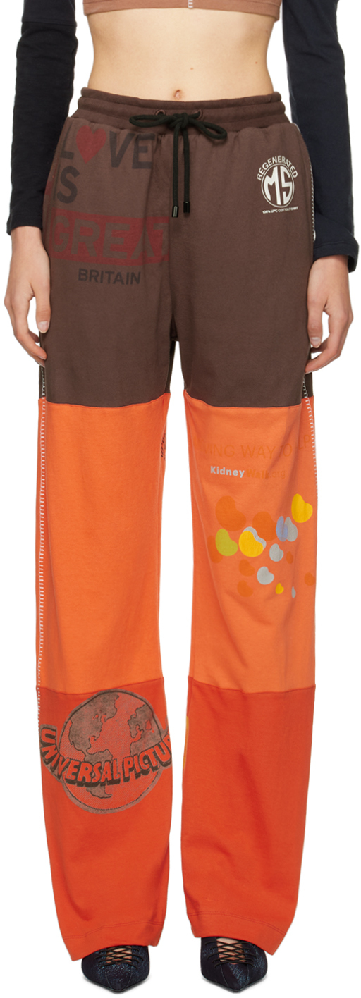 Marine Serre Brown & Orange Regenerated Lounge Pants In Or52