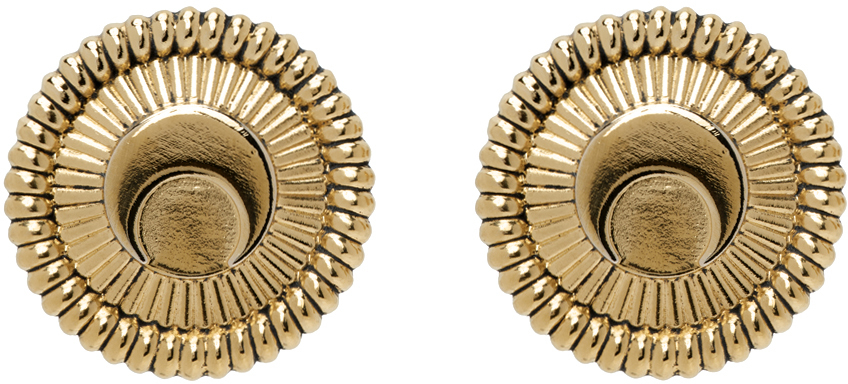 Marine Serre Gold Regenerated Tin Buttons Earrings In Mt51