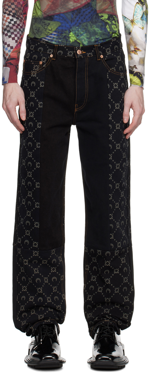 Black Monogram Jeans by Marine Serre on Sale