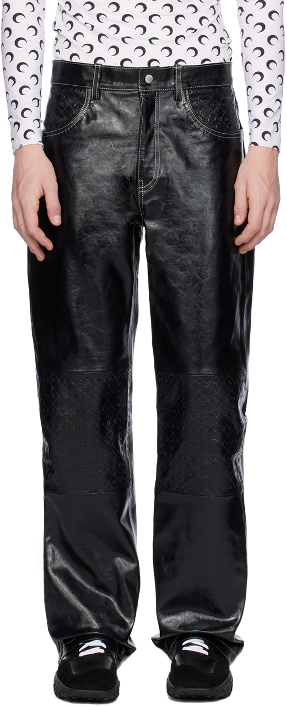 Black Embossed Leather Pants