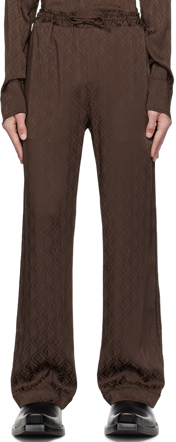 Shop Marine Serre Brown Moon Diamant Trousers In Br50