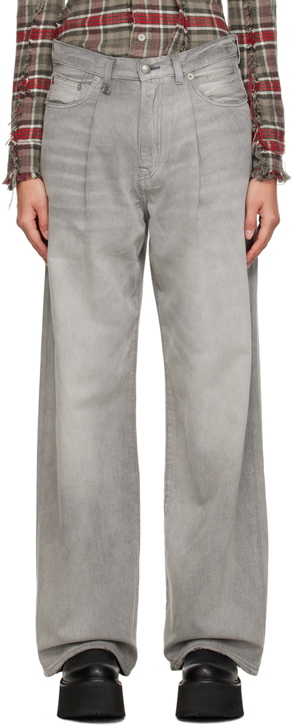 Shop R13 Gray Damon Jeans In Wade Grey