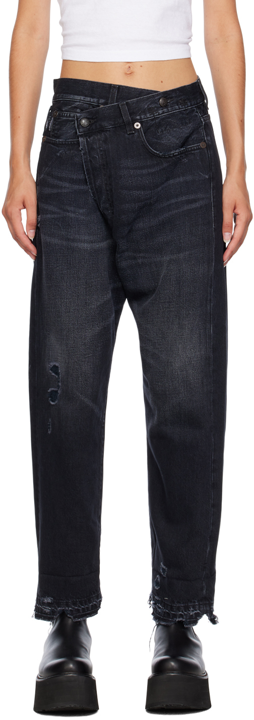 R13: Black Crossover Jeans | SSENSE Canada