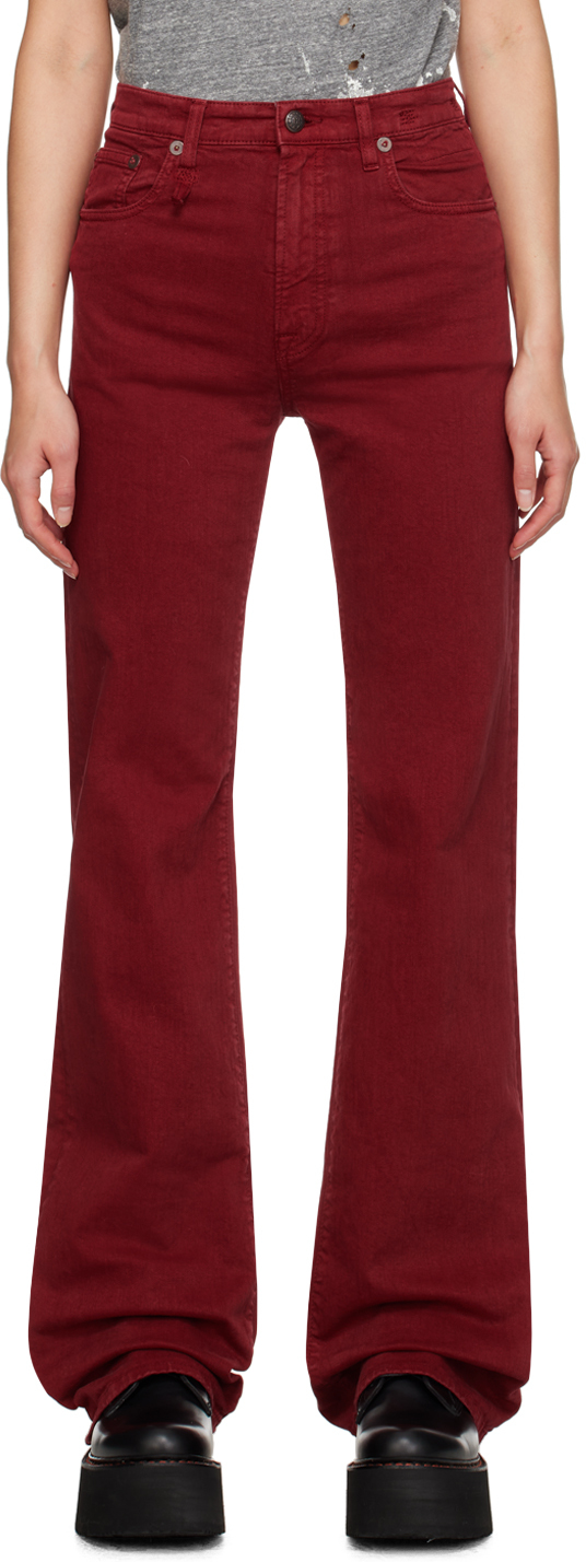 R13 Mid-rise Flared Jeans In Vivid Red Stretch