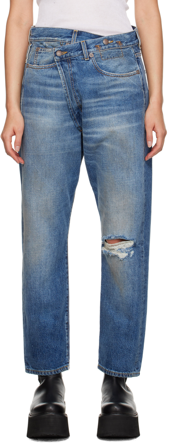 R13 Blue Crossover Jeans In Amber Blue