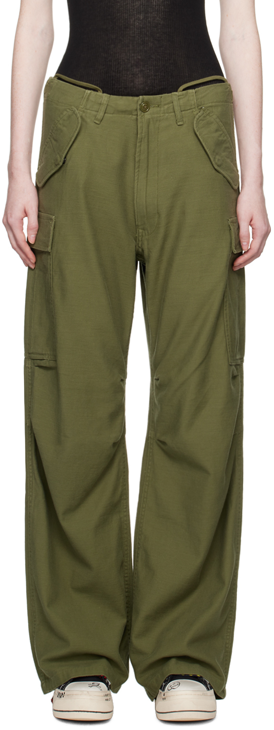 R13 Green Wide-leg Cargo Trousers In Olive