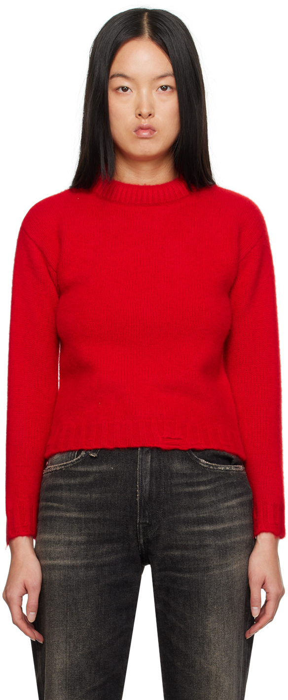 R13 Red Shrunken Sweater In Red Cashmere