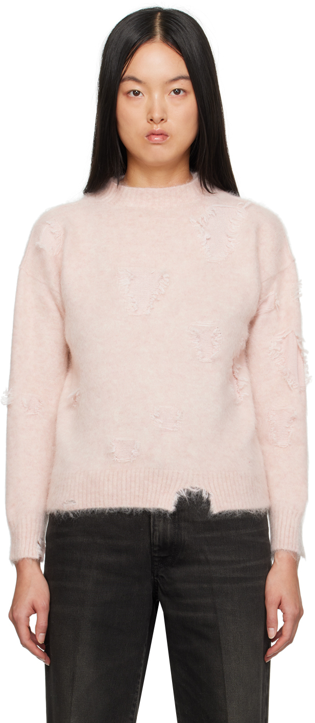 R13 Pink Deconstructed Sweater In Lt Pink