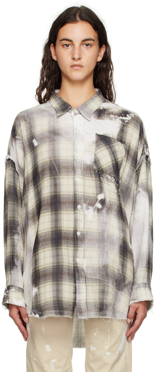 R13: Gray & White Shredded Seam Shirt | SSENSE