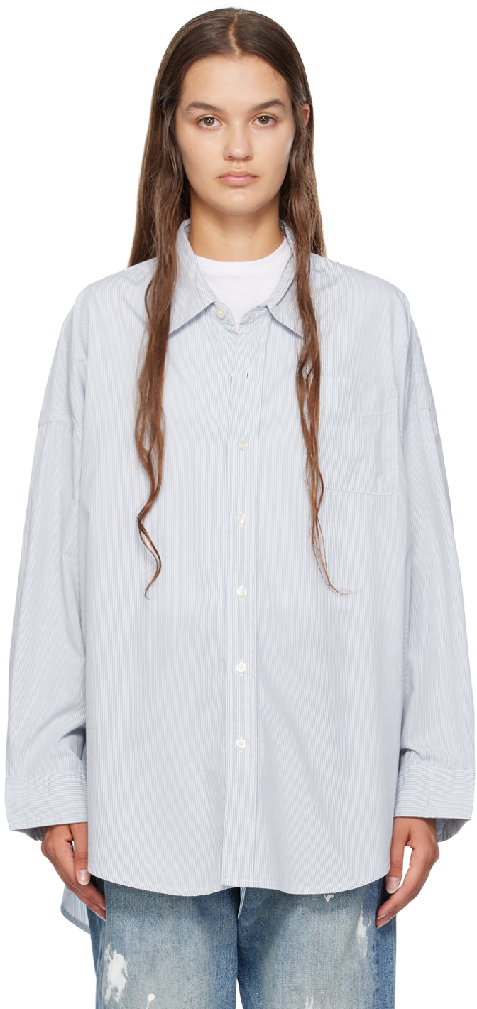 Blue & White Drop Neck Shirt