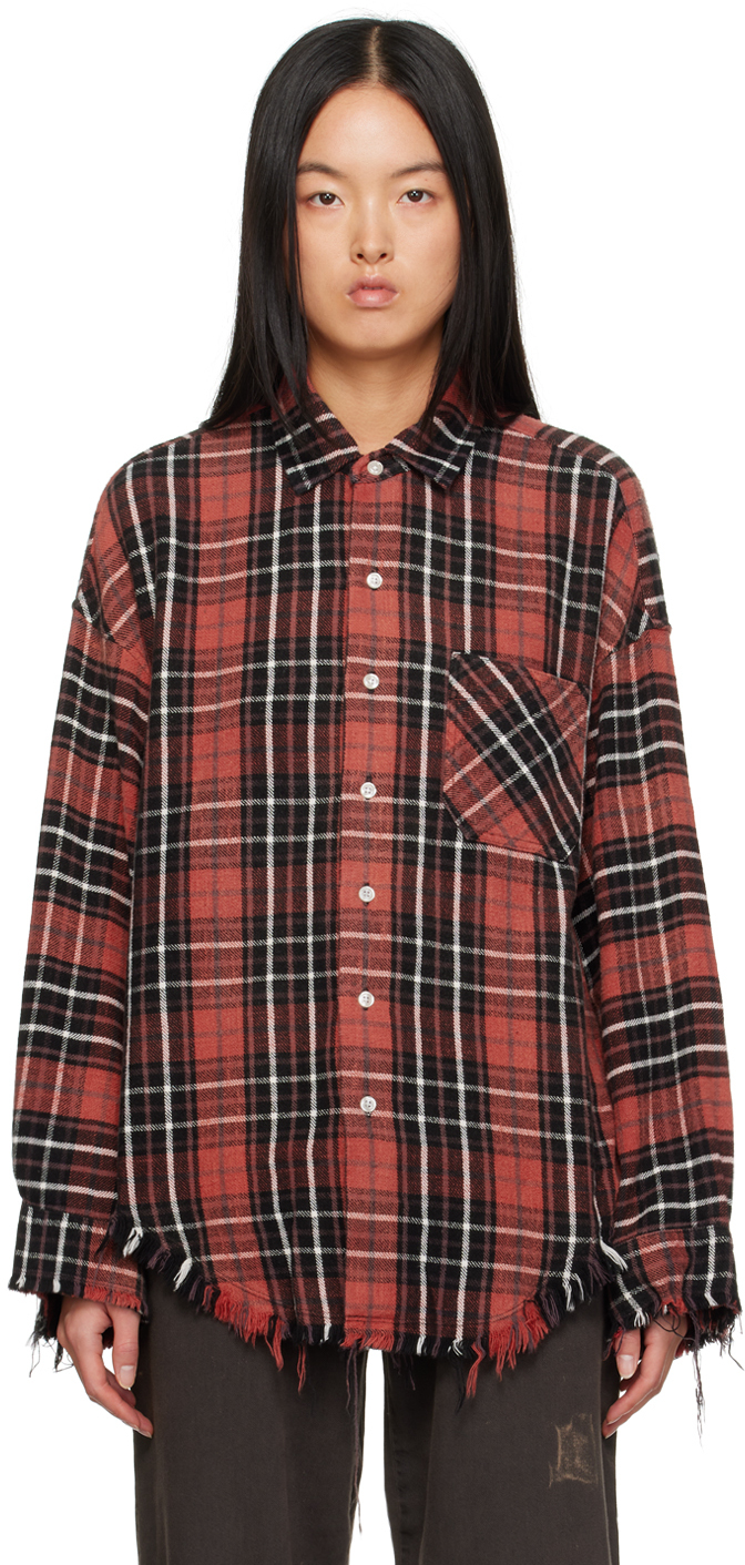 Shop R13 Red Boxy Shirt In Red/black Plaid