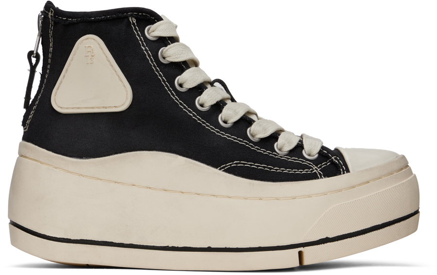 Shop R13 Black & White Kurt Sneakers In Black Canvas