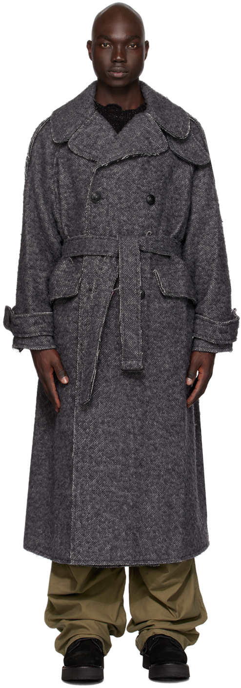 Gray Jumbo Military Coat by R13 on Sale