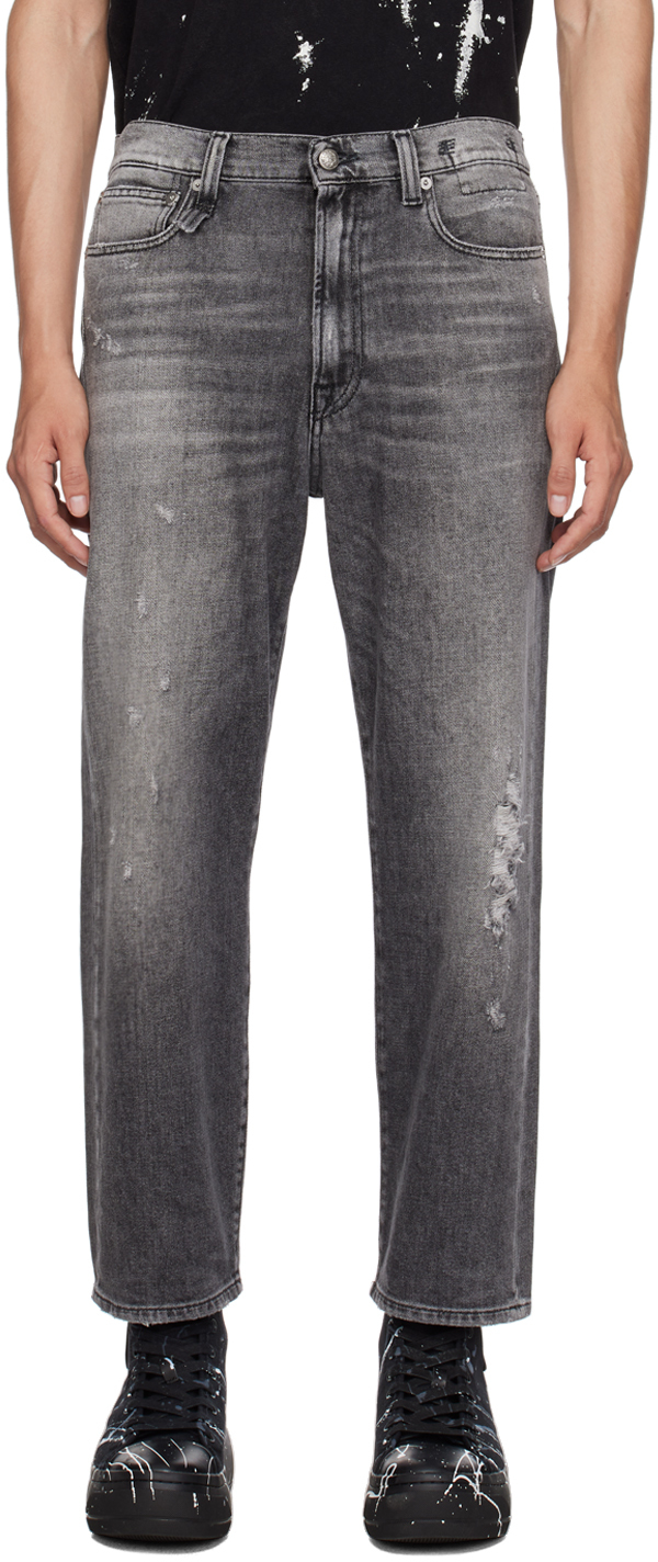 R13 Grey Boyfriend Jeans In Vintage Grey