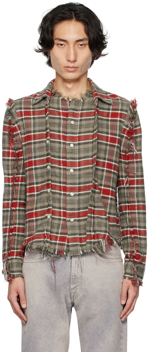 R13: Gray Check Shirt | SSENSE