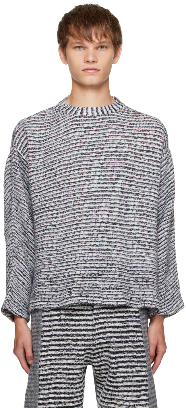 Vitelli Blue & White Striped Sweater In J10 Denim