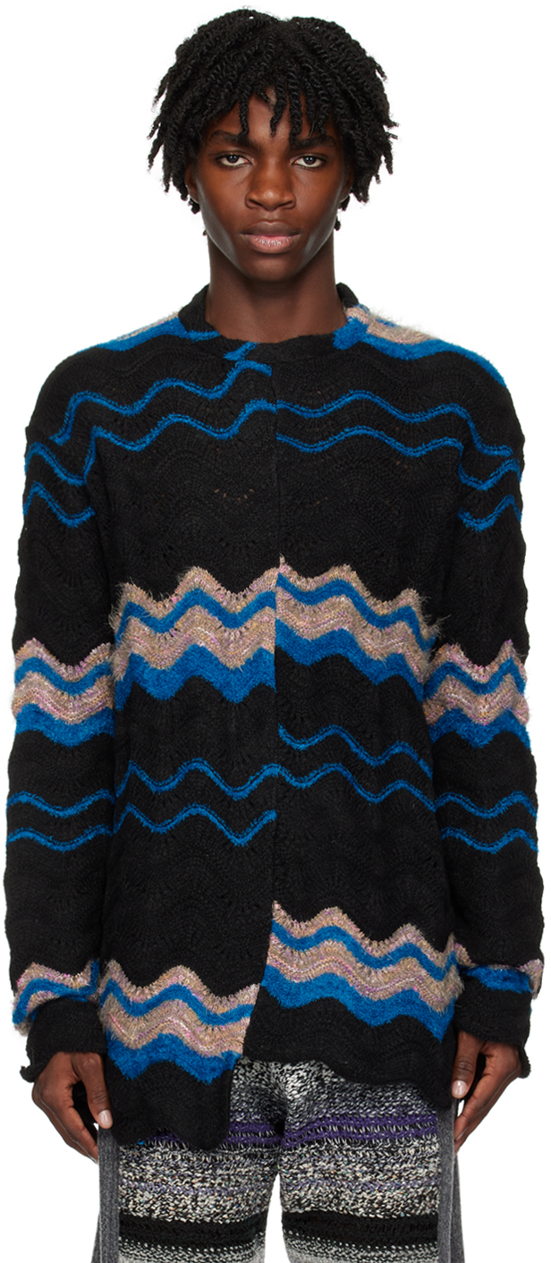 Shop Vitelli Black Paneled Sweater In J14 Black And Blue