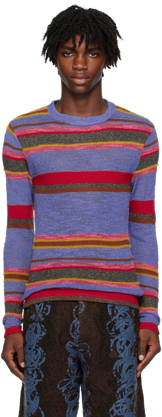Vitelli Blue Striped Sweater In J9 Light Blue