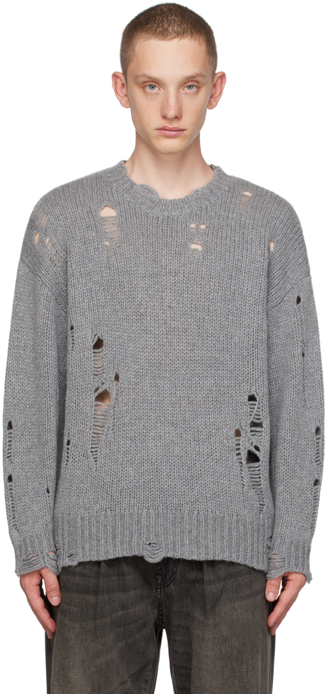 Gray Distressed Sweater
