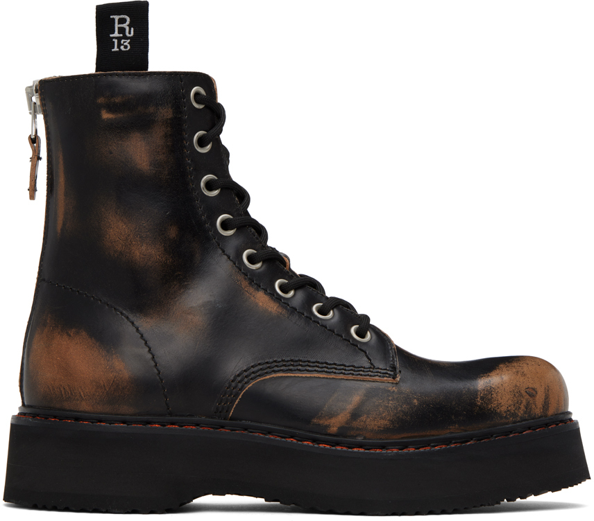 Black Single Stack Boots by R13 on Sale