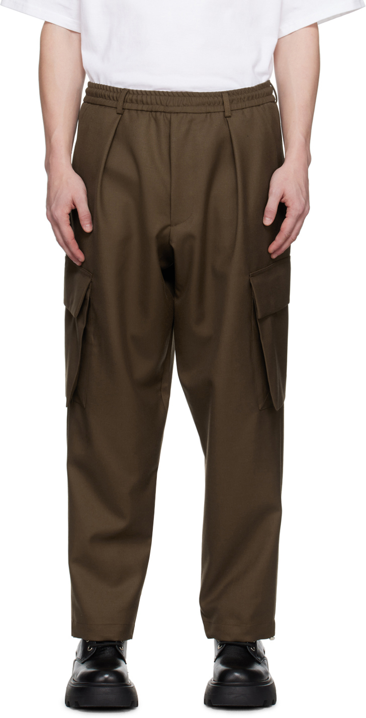 Brown Elasticized Cargo Pants