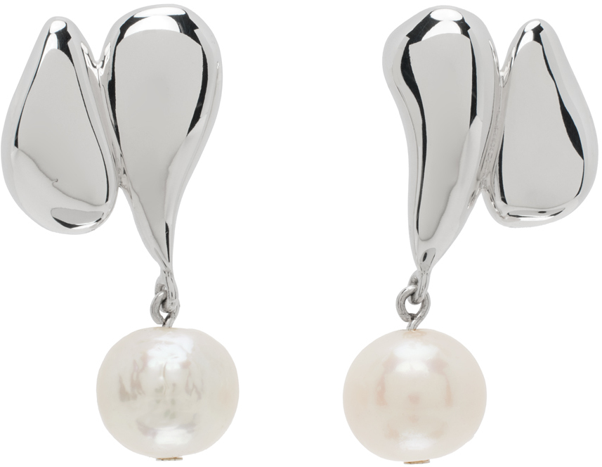 Agmes Silver Elvira Earrings In White
