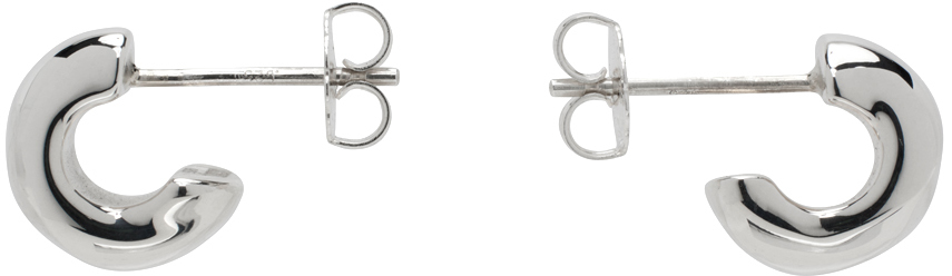Agmes Silver Mini Dahlia Huggies Earrings In Metallic